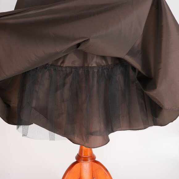 NWT ELIZA J Vintage One Shoulder Strap Midi Dress with Patticoat in Brown Size 8 - Picture 8 of 9